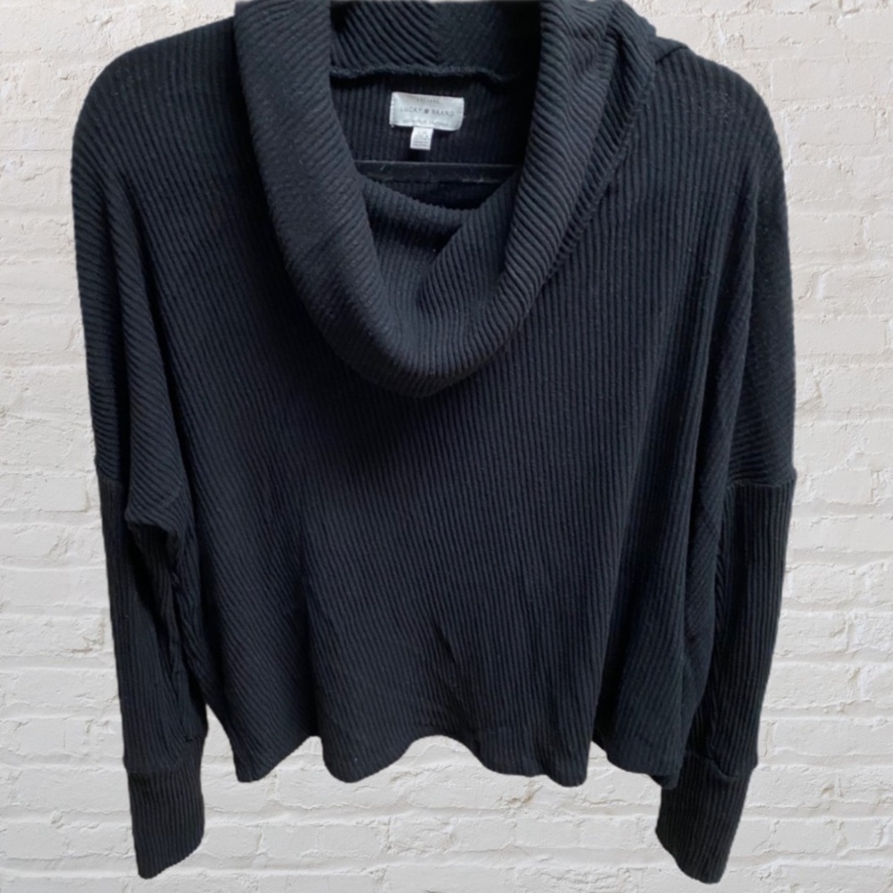Lucky Brand Tulip back black cowl neck sweater L
